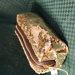 Mermaid sequind cosmetic pouch gold And white